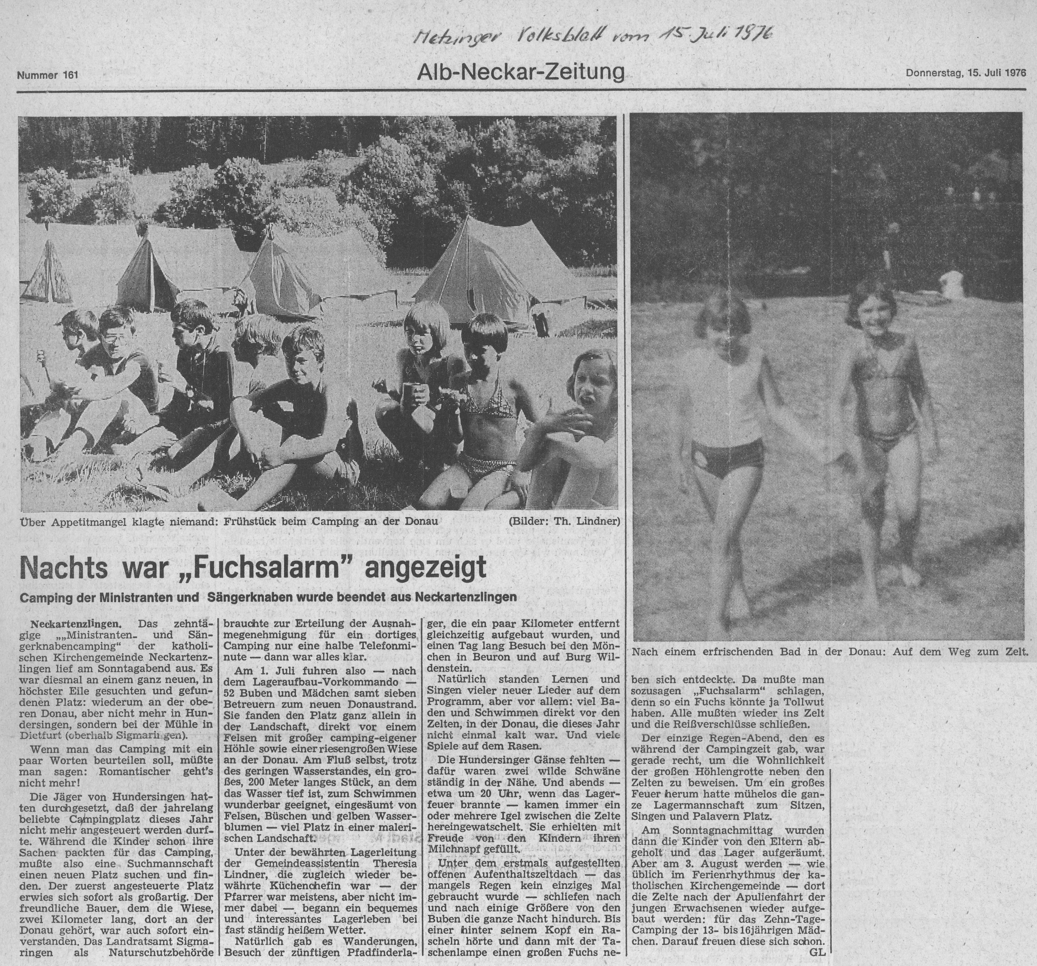 Zeitungsartikel 1976